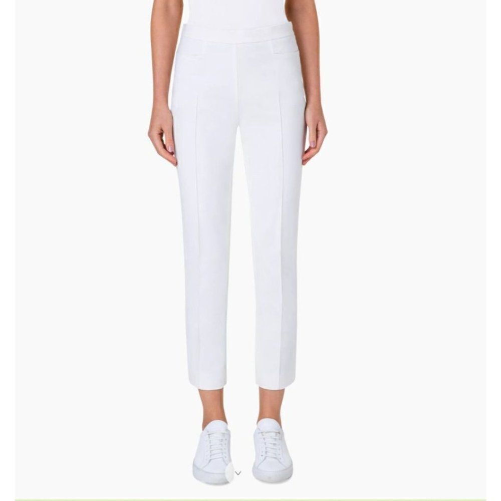 Akris Punto Womens Franca Pants Trousers Size 14 Cream Ivory Ecru Stretch NWT